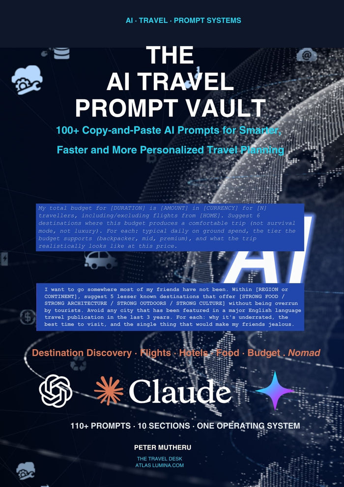 THE AI TRAVEL PROMPT VAULT 100+ Copy and Paste AI Prompts for Smarter, Faster and More Personalized Travel Planning